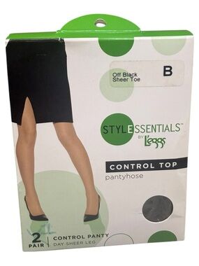 L'eggs Stylessentials Control Top Pantyhose 1 Pair Size B 427192 Black Open Pkg